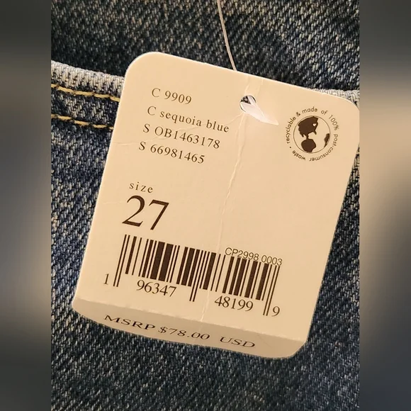 Free People We The Free Women's‎ Maggie Mid-Rise Straight Leg Blue Jeans 27 NWT - Picture 4 of 15